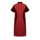 Chic Burgundy A-Line Dress with Velvet Accents and Embellished Collar
