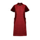 Chic Burgundy A-Line Dress with Velvet Accents and Embellished Collar