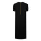 Black Gabardine Dress with Silk Floral Applique