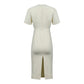 Le SoLeil Embroidered Gabardine Midi Dress with Cape SLeeves