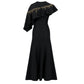 Le SoLeil Twill One-Shoulder Maxi Dress with Embroidered RuffLe