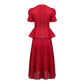 Taffeta and Lace Vest Blouse with Flared Midi Dress