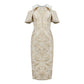 Le Soleil Off-Shoulder Jacquard Brocade Midi Dress