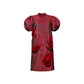 Le SoLeil Jacquard Silk Puff SLeeve A-Line Dress