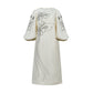 Metallic Taffeta Midi Dress with Embroidered Floral Design