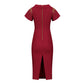 Gabardine and Silk Midi Dress with Lace Detail