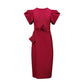 Structured Gabardine Midi Dress with Statement Bow