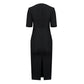Le SoLeil Gabardine Dress with Mesh Yoke and Embroidered Detail