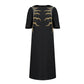 Le SoLeil Gabardine A-Line Dress with Embroidered Detail