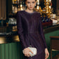 Plum Lace Evening Dress with Crystal Accents