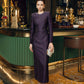Plum Lace Evening Dress with Crystal Accents