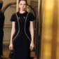 Black Midi Dress with Crystal Embellishments and Cap Sleeves