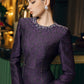 Plum Lace Evening Dress with Crystal Accents