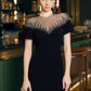 Black Gown with Sheer Beaded Neckline