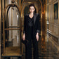 Black Embellished Blazer with Wide-Leg Jumpsuit