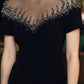 Black Gown with Sheer Beaded Neckline