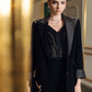 Black Embellished Blazer with Wide-Leg Jumpsuit