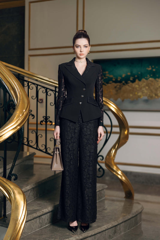 Black Lace Pantsuit with Blazer