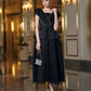 Black Embellished Evening Gown with Peplum Detailing