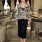Luxury Brocade Blazer & Embellished Black Midi Skirt Set