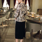 Luxury Brocade Blazer & Embellished Black Midi Skirt Set