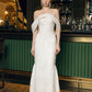 Off-Shoulder Embroidered White Evening Gown