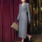 Gray Wool Midi Dress with Structured Shoulders