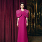 Magenta Evening Gown with Embellished Detachable Capelet