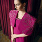 Magenta Evening Gown with Embellished Detachable Capelet