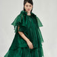 Green Ruffled Tiered Dress