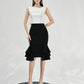 Black and White Ruffle Hem Pencil Skirt and Crop Top Set
