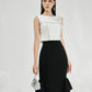 Black and White Ruffle Hem Pencil Skirt and Crop Top Set