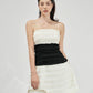 Black and White Strapless Bodycon Mini Dress for Women