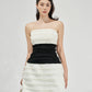 Black and White Strapless Bodycon Mini Dress for Women