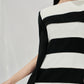 Black and White Striped Cape Sleeve Dress