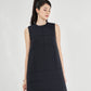 Sleeveless Black A-Line Dress with Detailed Stitching