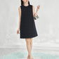 Sleeveless Black A-Line Dress with Detailed Stitching