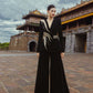 Black Velvet Pantsuit with Embellished Silver Details
