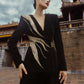 Black Velvet Pantsuit with Embellished Silver Details