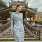 Royal-Inspired Long Sleeve Jacquard Gown