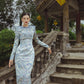 Royal-Inspired Long Sleeve Jacquard Gown