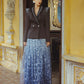 Embellished Black Blazer with Ombre Lace Skirt