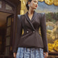 Embellished Black Blazer with Ombre Lace Skirt