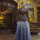 Embellished Black Blazer with Ombre Lace Skirt