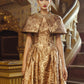 Golden Brocade Ball Gown with Cape