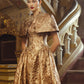Golden Brocade Ball Gown with Cape