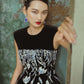 Black Velvet Embroidered Evening Gown with Floral Detailing