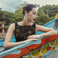 Black Gold Embroidered Evening Gown