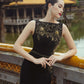 Black Gold Embroidered Evening Gown