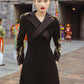 Modern Black Gown with Gold Embroidered Sleeves